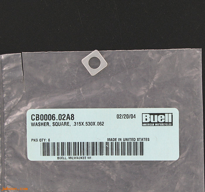   CB0006.02A8 (CB0006.02A8): Washer, square, .315 x .530 x .0625 - NOS