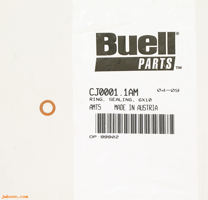   CJ0001.1AM (CJ0001.1AM): Ring, sealing, 6 x 10 - NOS - Buell 1125R