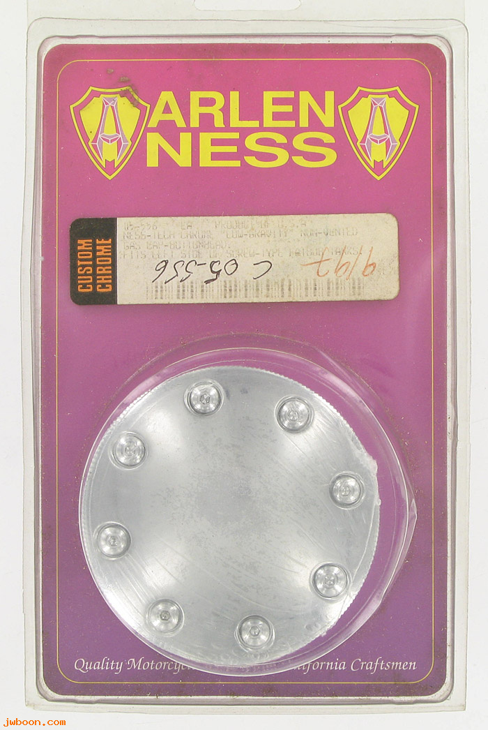 D CC05-556 (07-165): Arlen Ness button head gas cap, non-vented, in stock