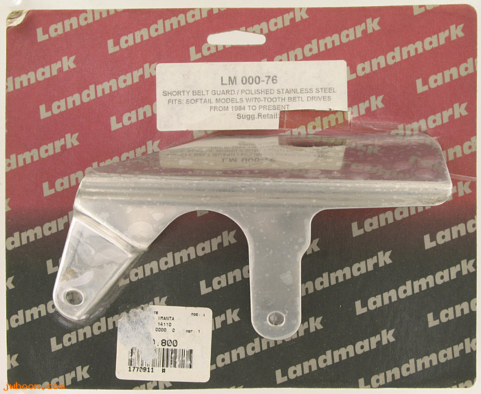 D CC14-110 (LM000-76): Custom Chrome polished shrty belt guard - Softail w. 70 T pulley