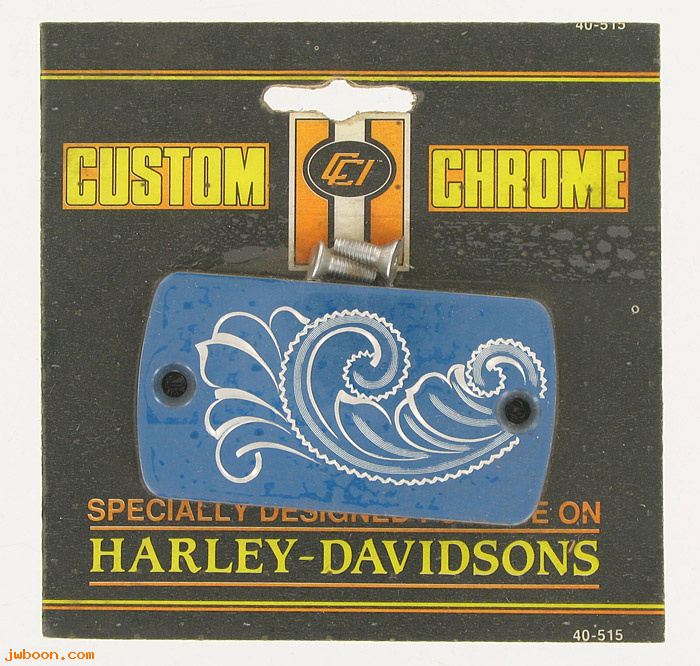 D CC37-029 (): Custom Chrome blue engraved master cylinder cover