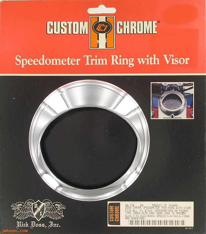 D CC46-176 (): Custom Chrome speedometer trim ring with visor