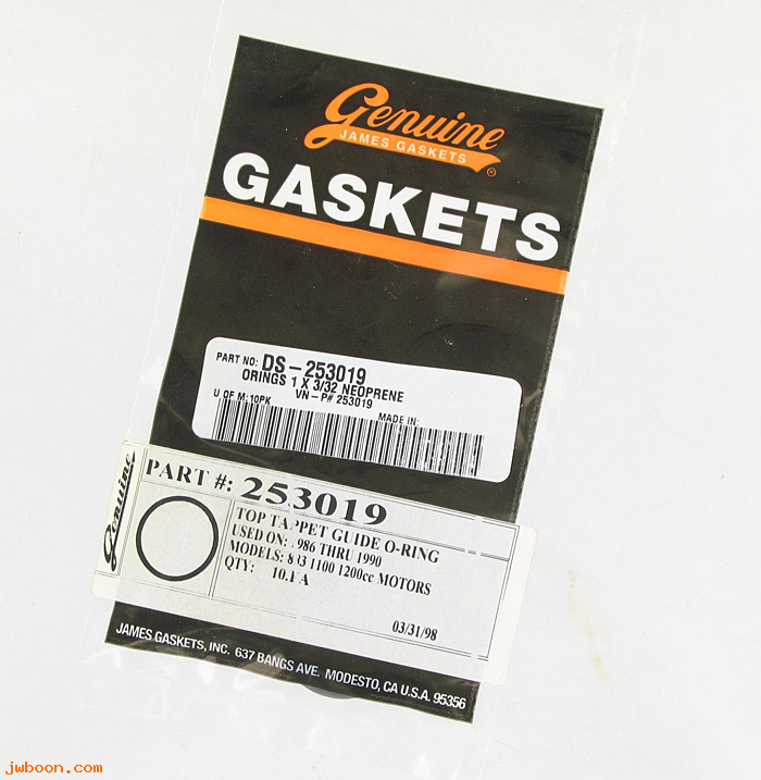 D DS-253019 (): James Gaskets Sportster top tappet guide O-ring '86-'90