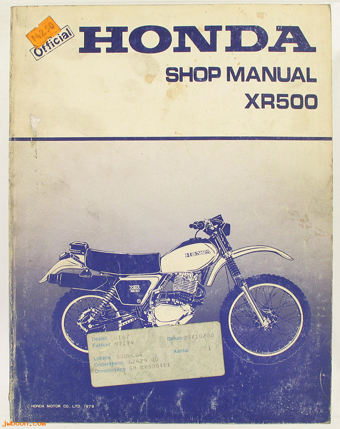D H92 (): Honda XR500 original shop manual, werkplaatsboek, 1979