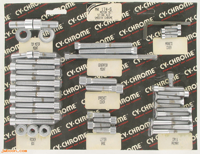 D RF150-0501 (MK174-S): CY-Chrome Smooth Allen head motor hardware kit '57-'66 XLH