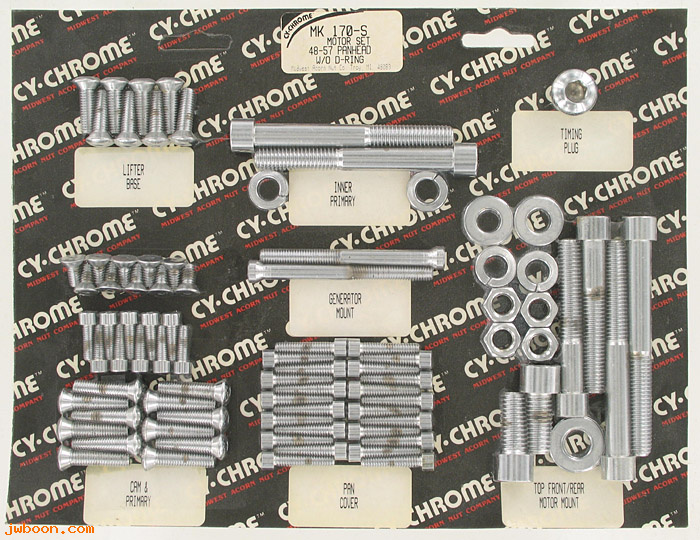 D RF150-0601 (MK170-S): CY-Chrome Smooth Allen head motor hardware kit '48-'57 Panhead