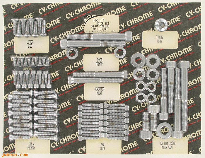 D RF150-0605 (MK171): CY-Chrome Allen head motor hardware kit '58-'64 Panhead