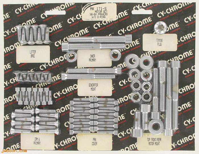 D RF150-0606 (MK171-S): CY-Chrome Smooth Allen head motor hardware kit '58-'64 Panhead