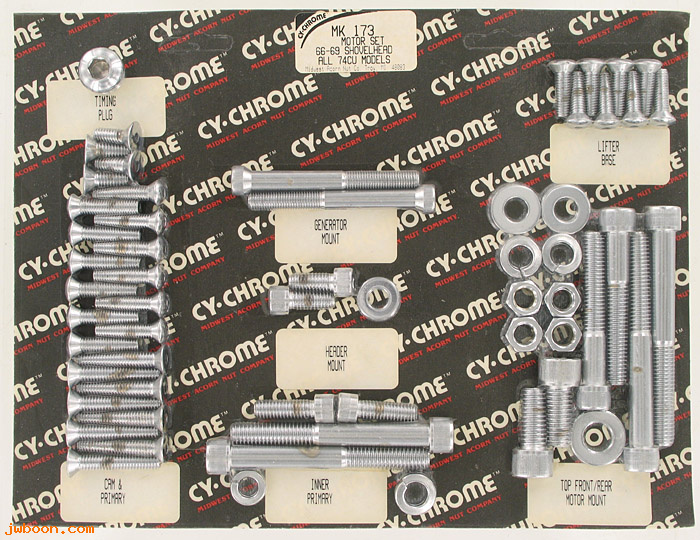 D RF150-0615 (MK173): CY-Chrome Allen head motor hardware kit '66-'69 Shovelhead