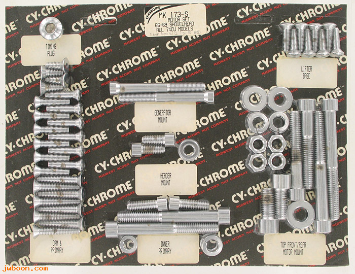 D RF150-0616 (MK173-S): CY-Chrome Smooth Allen head motor hardware kit '66-'69 Shovelhead
