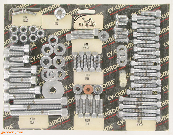 D RF150-0645 (MK108): CY-Chrome Allen head motor hardware kit '87-'91 BT exc Softail