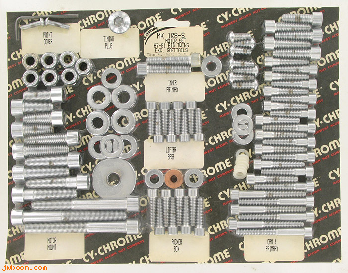 D RF150-0646 (MK108-S): CY-Chrome Smooth Allen head motor hardware kit '87-'91 BT exc Sof
