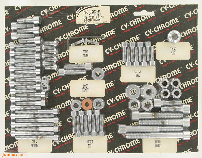 D RF150-0656 (MK106-S): CY-Chrome Smooth Allen head motor hardware kit '87-'88 FXST, FLST