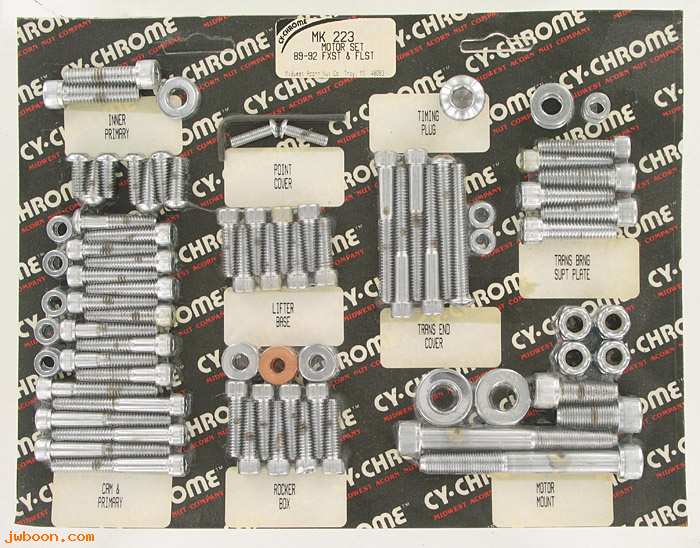 D RF150-0660 (MK223): CY-Chrome Allen head motor hardware kit '89-'92 FXST, FLST