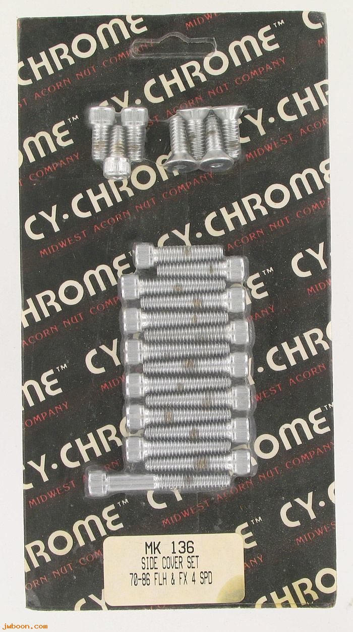 D RF150-2136 (MK136): CY-Chrome Side cover screw kit '70-'86 BT 4-speed