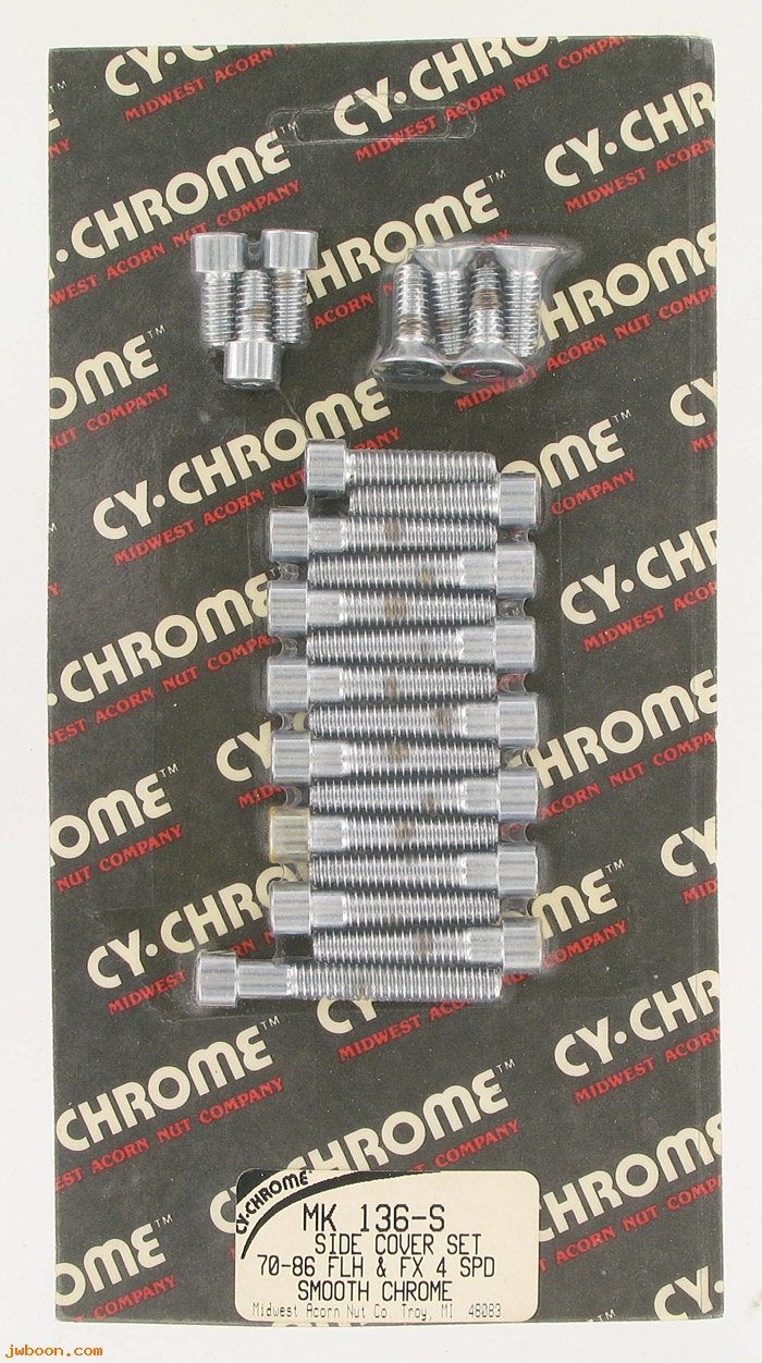 D RF150-21361 (MK136-S): CY-Chrome Smooth Allen Side cover screw kit '70-'86 BT 4-speed