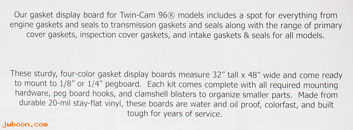  JGI-99000-TC96 (): Gasket display board - Twin Cam 96 - James Gaskets