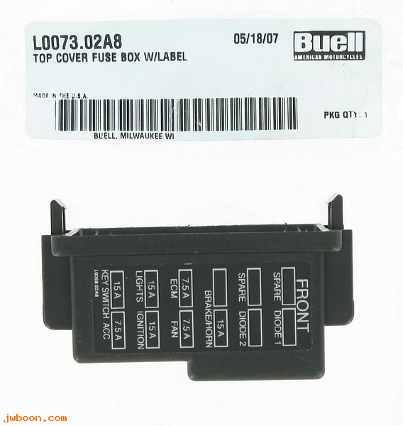   L0073.02A8 (L0073.02A8): Top cover, fuse box, with label / decal - NOS - Buell XB 2003