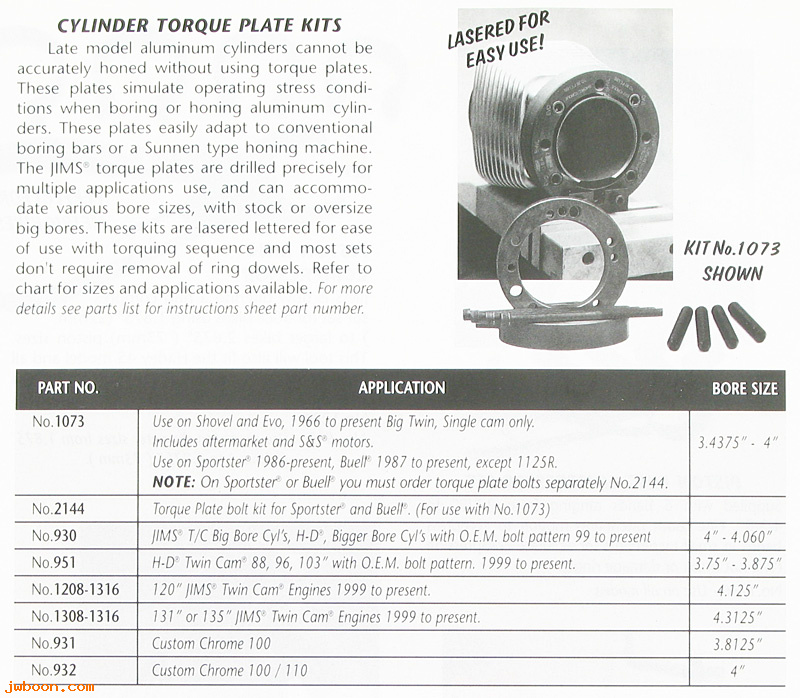 R 1073 (HD-33446): Cylinder torque plates - JIMS Machining - FL,FX '66-'99, in stock
