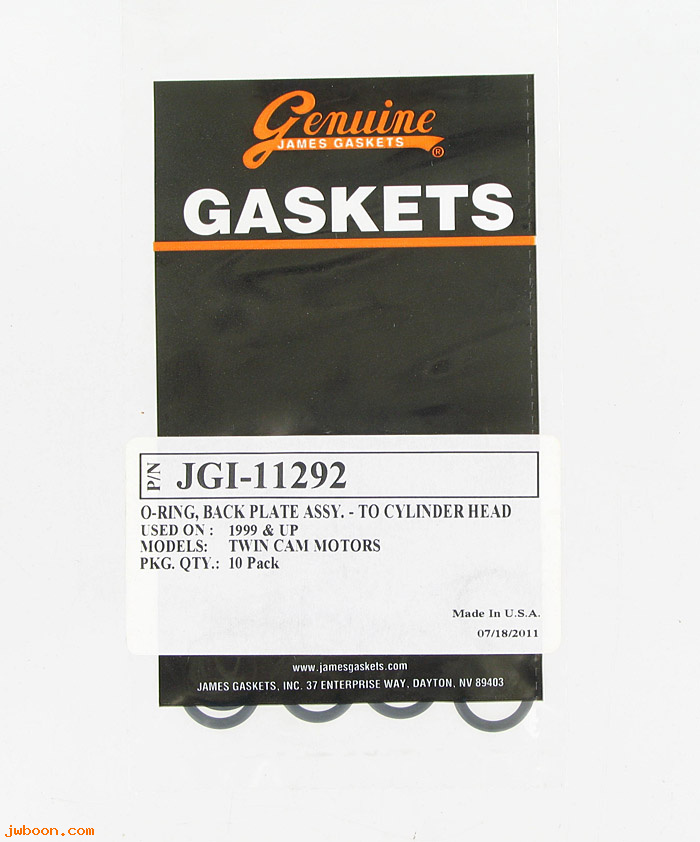 R     11292.10pack (   11292): O-rings, air cleaner back - James Gaskets