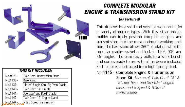 R 1145 (HD-42310): Modular engine/transmission stand - order parts separately - JIMS