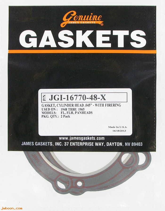 R  16770-48-X.2-pack (16770-48): Gaskets, cylinder head, silicone bead firering - James Gaskets