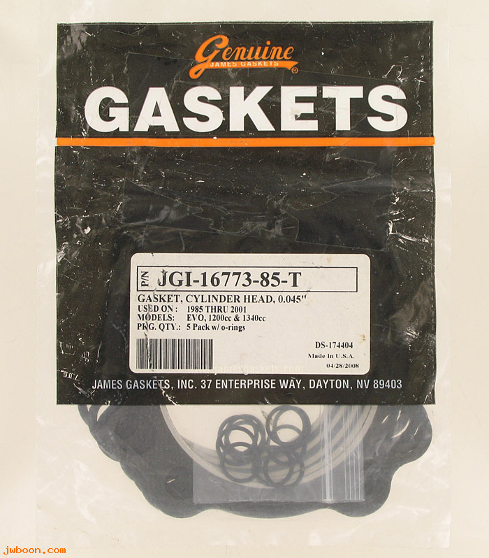 R  16773-85-T.5pack (16773-85 / 16770-84B): Gaskets, cylinder head, with armor - James Gaskets
