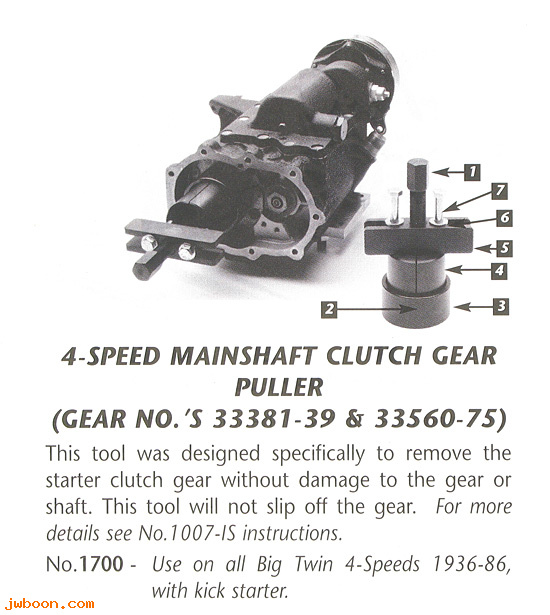 R 1700 (): Starter clutch gear puller  -  JIMS - Big Twins '36-'86, 4-speed