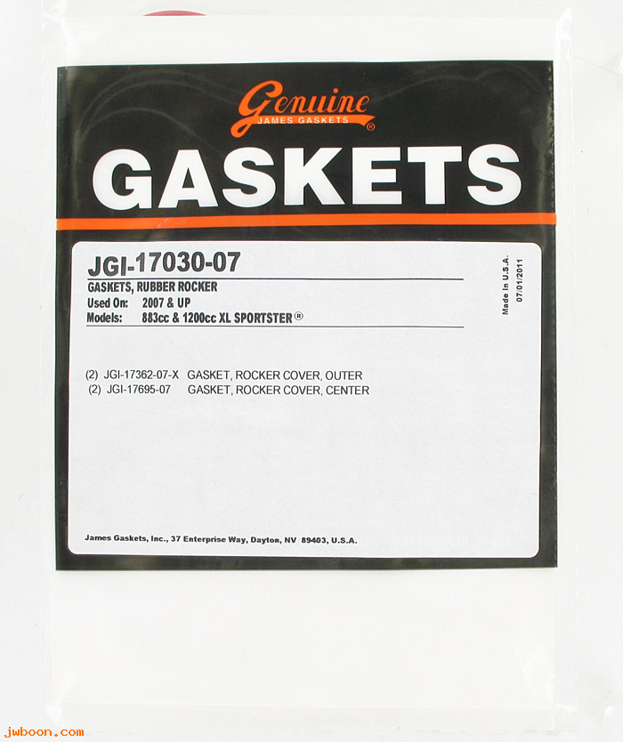 R  17030-07 (17362-07 / 17695-07): Rocker cover gaskets - Sportster XL '07-up - James Gaskets