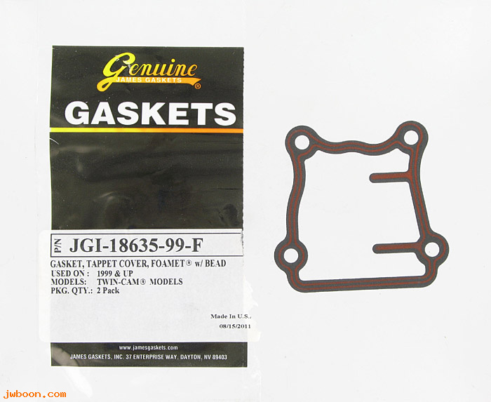 R  18635-99-F (18635-99B): Gasket, tappet cover - Foamet - James Gaskets - Twin Cam '99-