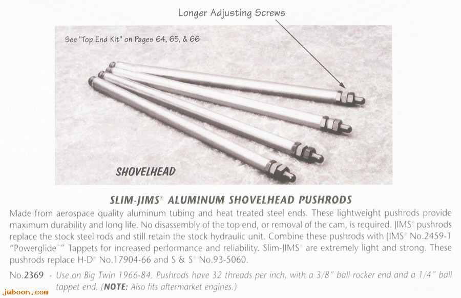 R 2369 (17904-66): Slim-Jims aluminum Shovelhead pushrod set - JIMS, in stock