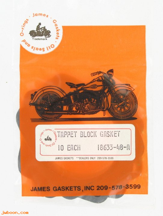 R    237-48.10pack (18633-48): Gaskets, tappet guide - rear (10) - James Gaskets-Big Twins 48-84