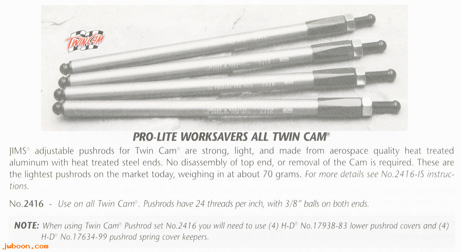 R 2416 (): Pro-Lite worksavers Twin-Cam pushrod set - JIMS, in stock