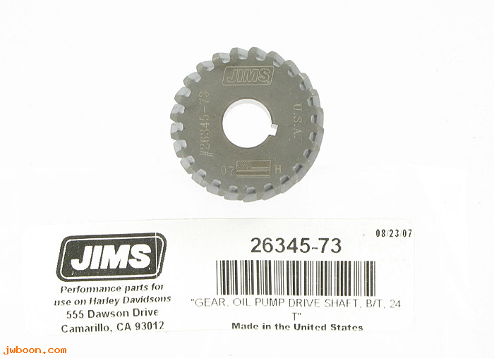 R  26345-73ji (26345-73): Drive gear, oil pump - 24 T - JIMS - Big Twins '73-'99, in stock