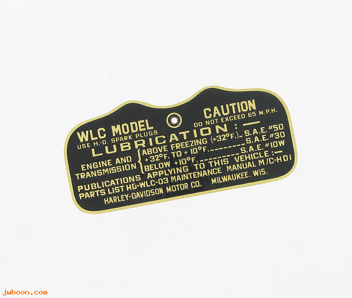 R   3531-43A ( 3531-43A): Caution plate - WLC, Flathead 45/750cc
