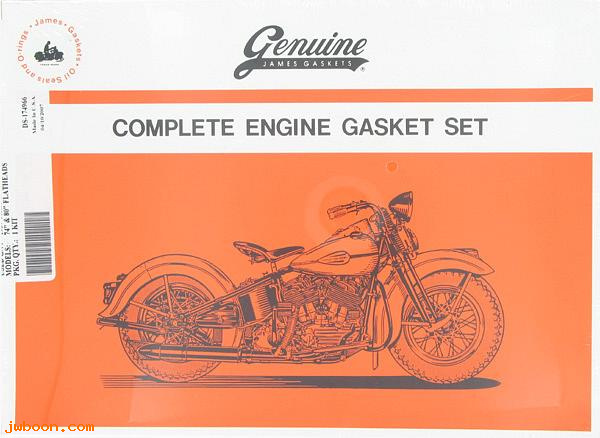 R     50-36 (17027-36): Complete engine gasket set - James gaskets - UL,ULH '37-'48