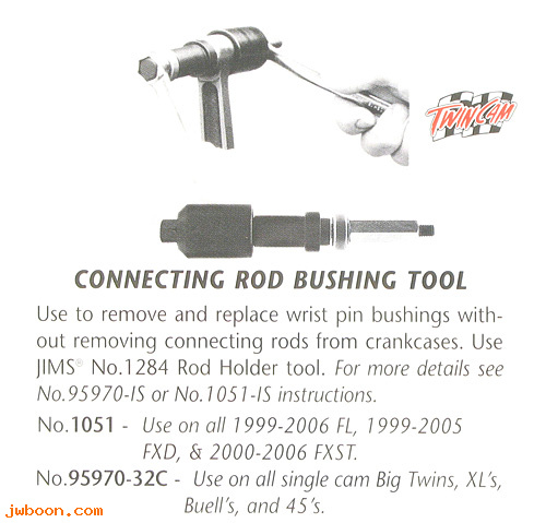 R  95970-32C (95970-32C): Piston pin bushing tool  -  JIMS - UL, EL, FL, XL, 750cc '36-'99