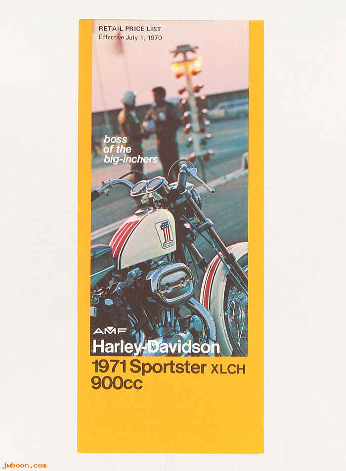  SB1971XLCHprice (): 1971 Sportster XLCH price sheet - NOS